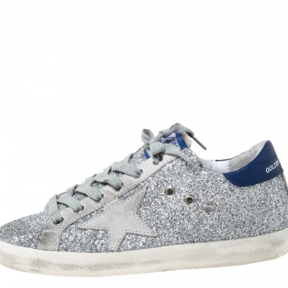 Golden Goose Silver Glitter Sneakers Superstar Size 7 (EU 37)
